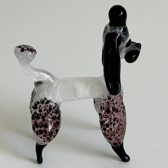 Art Glass Lampwork  2.5inch Poodle Black White Retro 50s Look - Picture 4 of 6